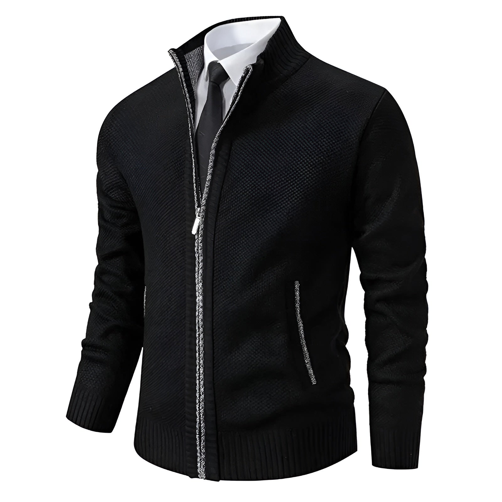 Klassischer Zip-Pullover Hellgrau - Max