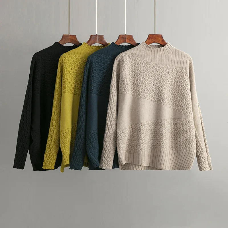 Blauer Strickrollkragenpullover - Lotte