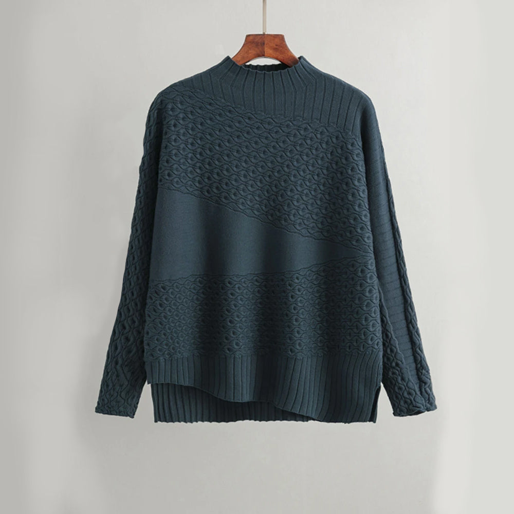 Blauer Strickrollkragenpullover - Lotte