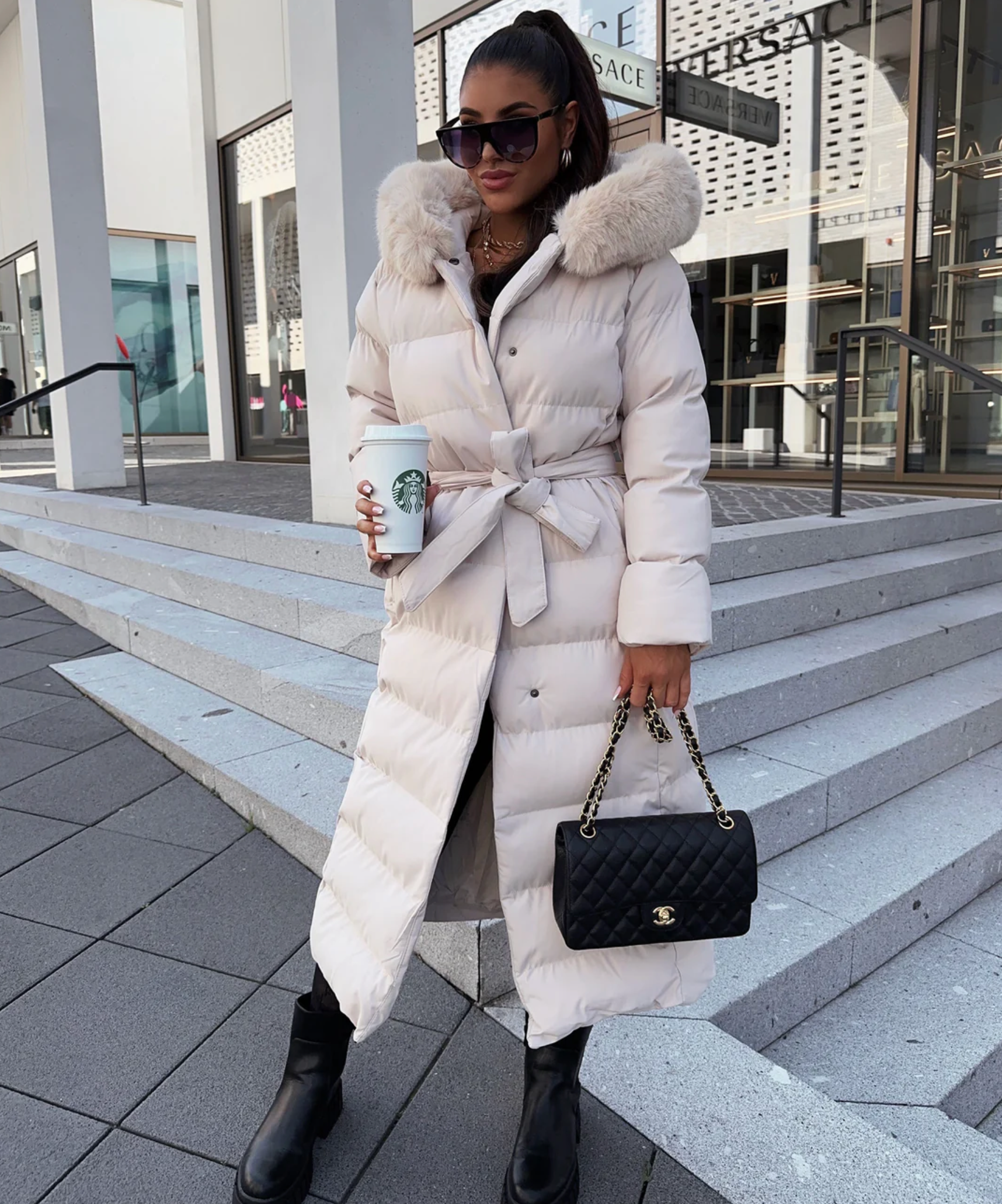 Langer Warmer Parka Schwarz - Nora