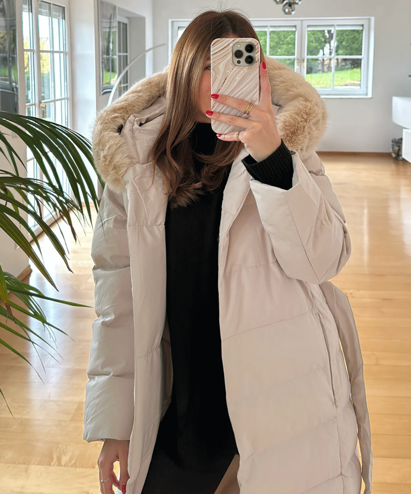 Langer Warmer Parka Schwarz - Nora