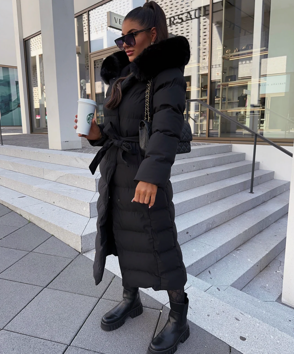 Langer Warmer Parka Schwarz - Nora