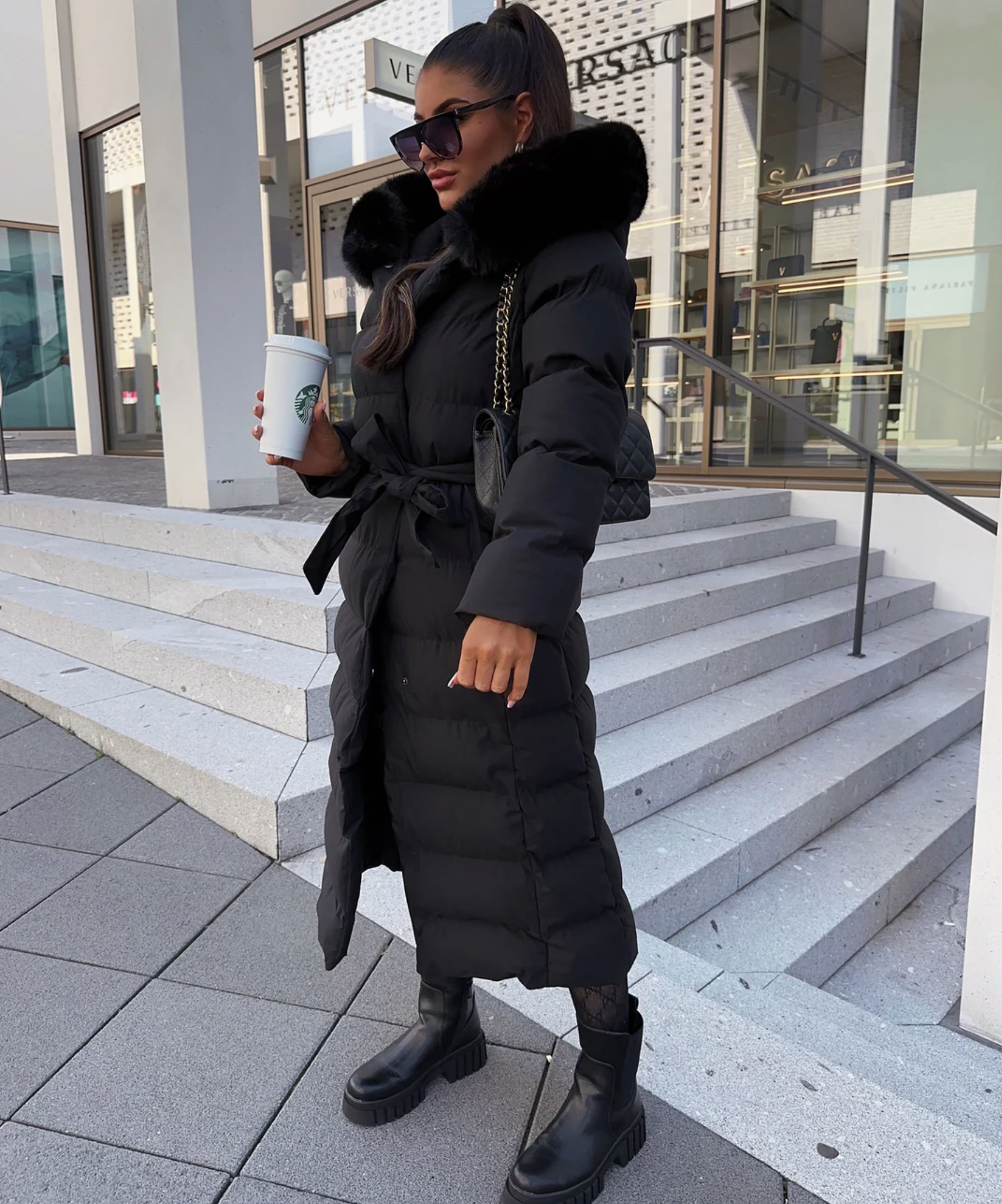 Langer Warmer Parka Schwarz - Nora