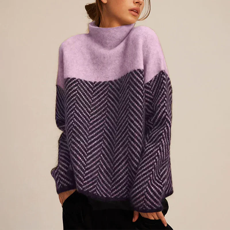 Beiger Rollkragenpullover Damen – Clara