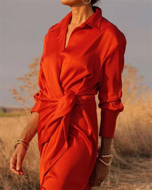 Rote Lange Shirtkleid mit Schlitz - Sophie