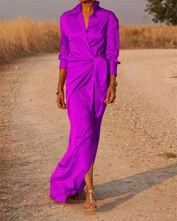 Rote Lange Shirtkleid mit Schlitz - Sophie