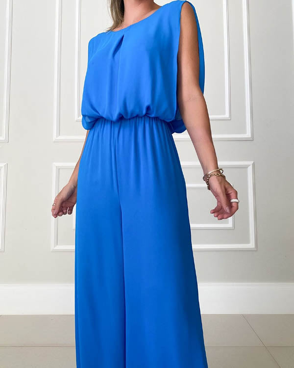 Blaue Jumpsuit mit Elastischer Taille - Esmee