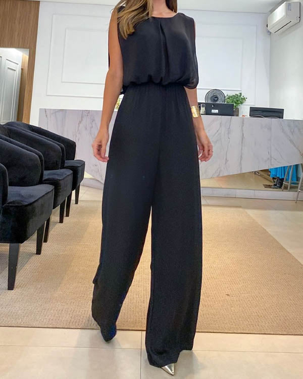 Blaue Jumpsuit mit Elastischer Taille - Esmee