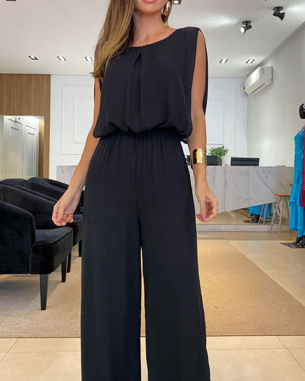 Blaue Jumpsuit mit Elastischer Taille - Esmee