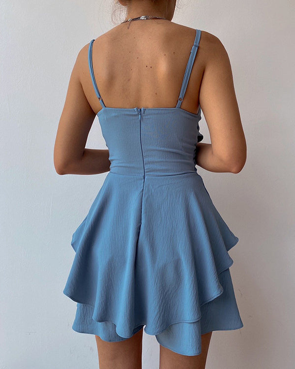Blauer Mini Slipkleid Romper - Lila