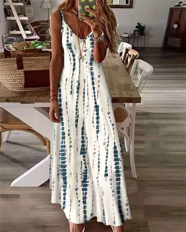 Weißes Tie-Dye Maxi Kleid - Liv
