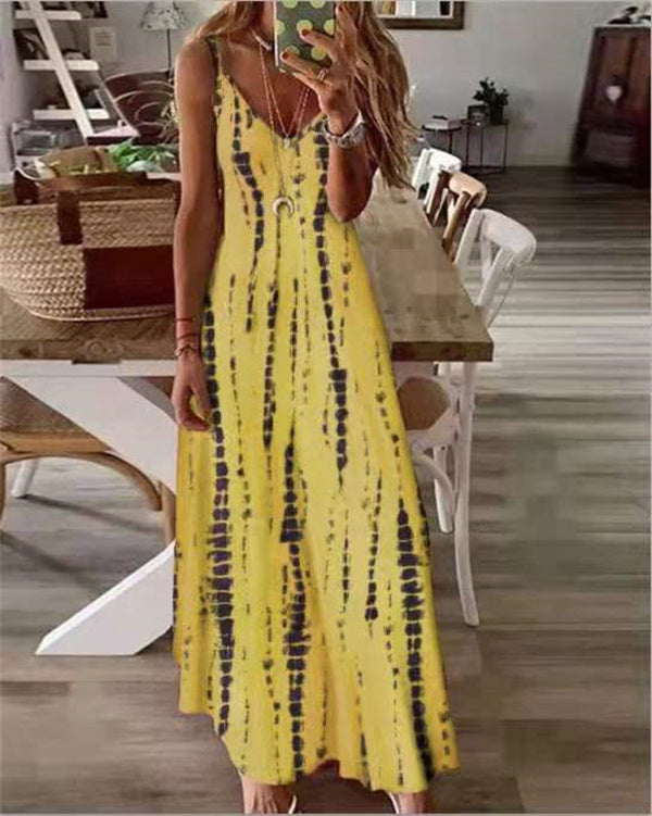 Weißes Tie-Dye Maxi Kleid - Liv