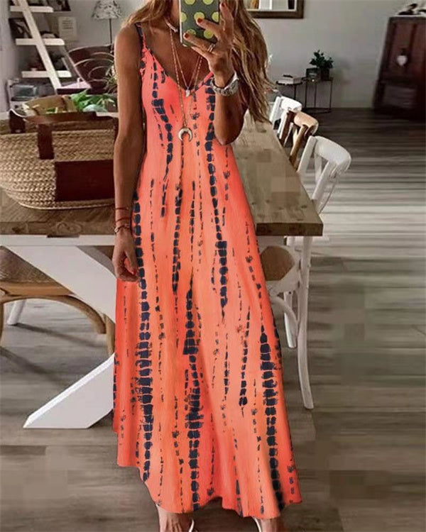 Weißes Tie-Dye Maxi Kleid - Liv
