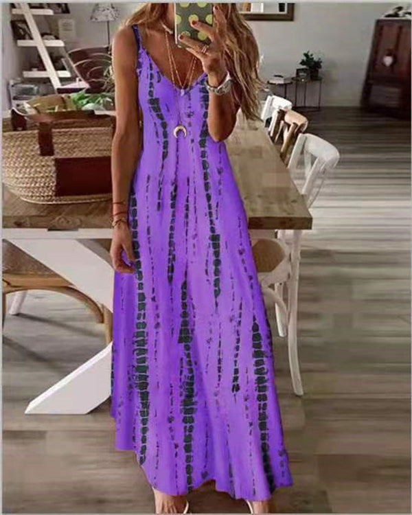 Weißes Tie-Dye Maxi Kleid - Liv