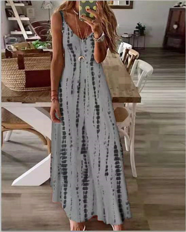 Weißes Tie-Dye Maxi Kleid - Liv