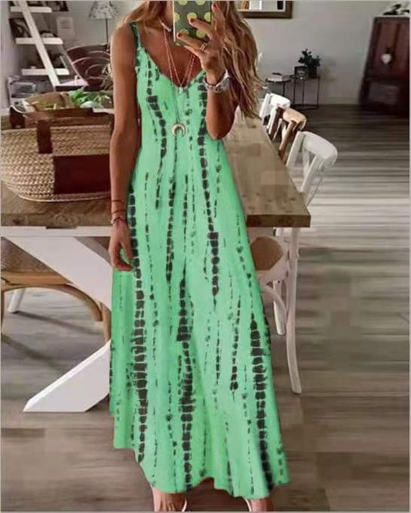 Weißes Tie-Dye Maxi Kleid - Liv