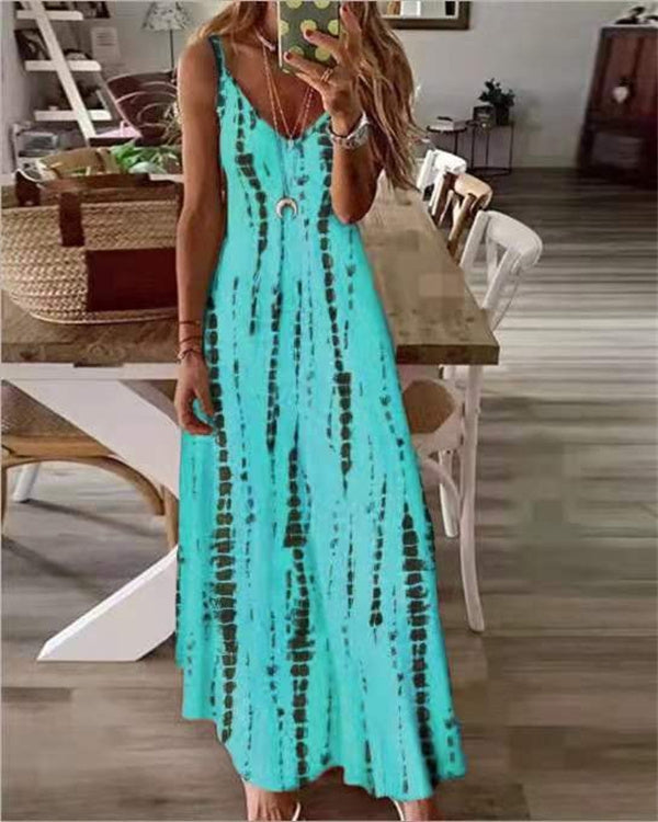 Weißes Tie-Dye Maxi Kleid - Liv