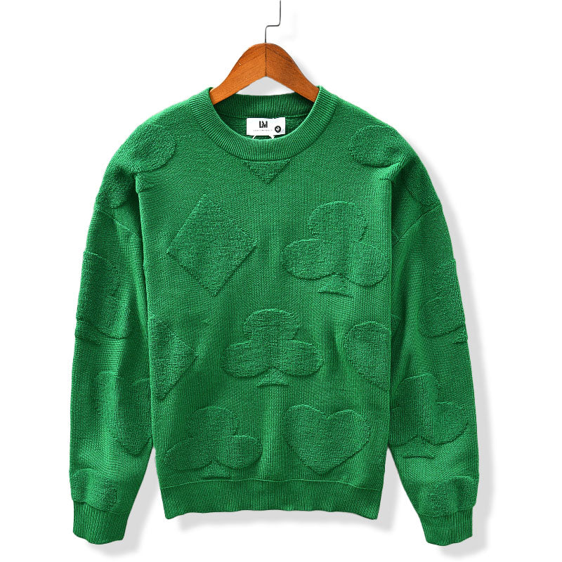 Grüner Pullover mit Pokerdruck - Max
