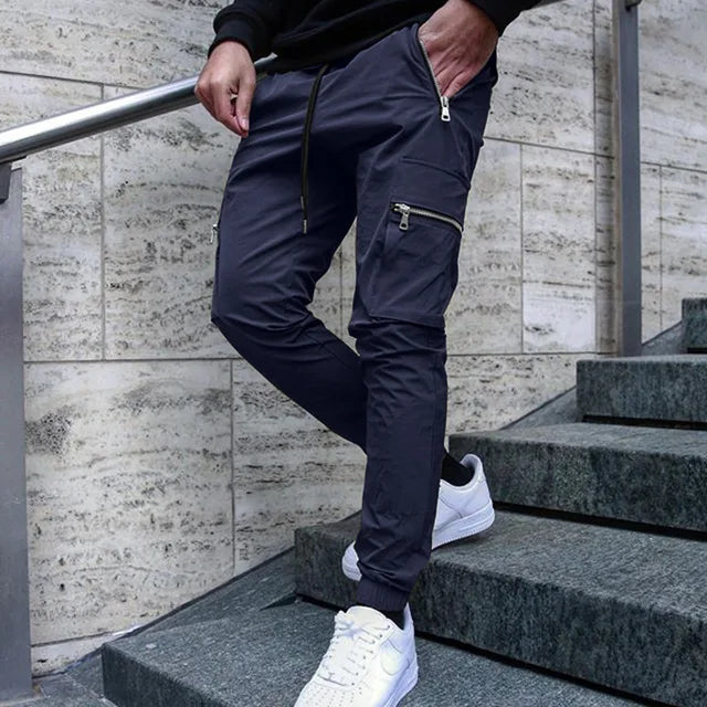 Hilary - Rote lässige Multi-Taschen-Jogger