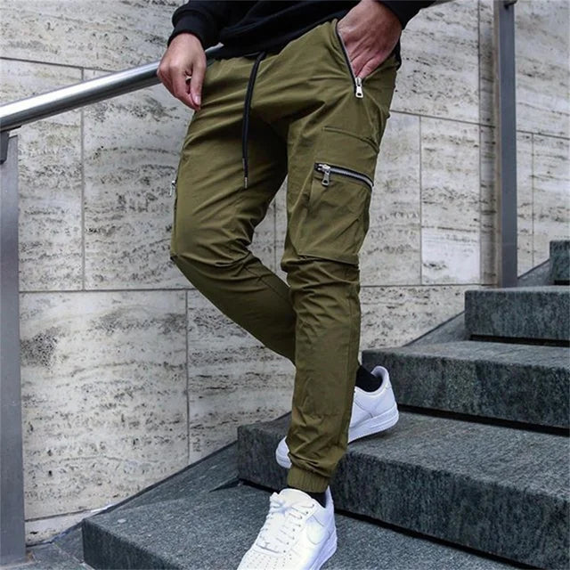 Hilary - Rote lässige Multi-Taschen-Jogger