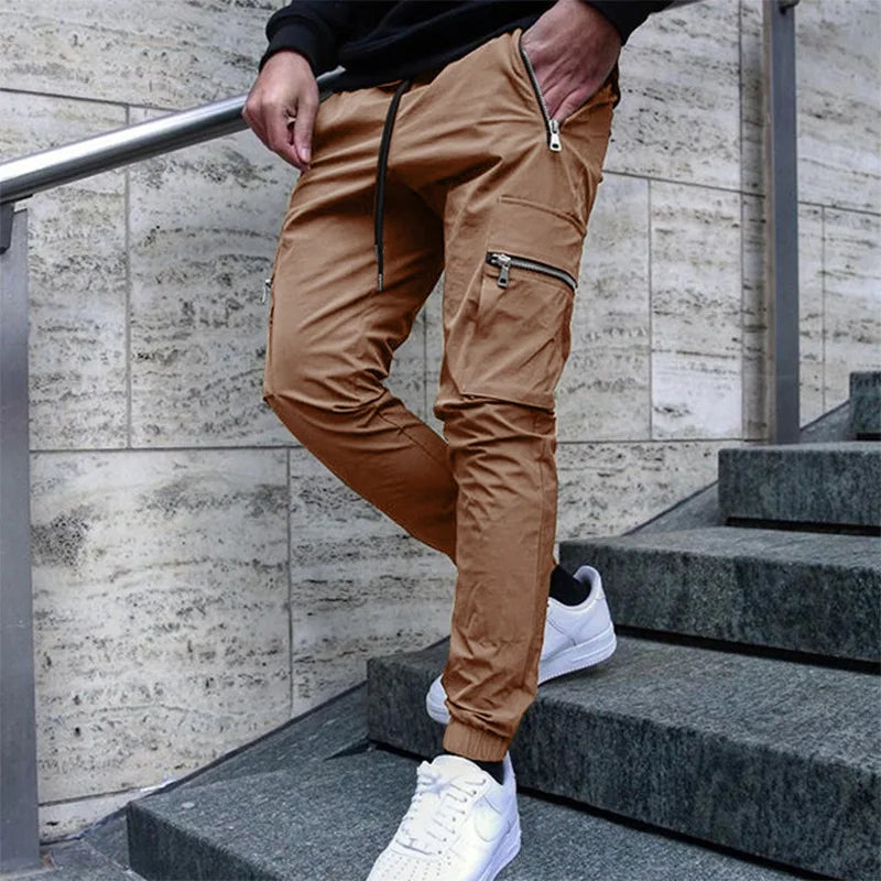 Hilary - Rote lässige Multi-Taschen-Jogger