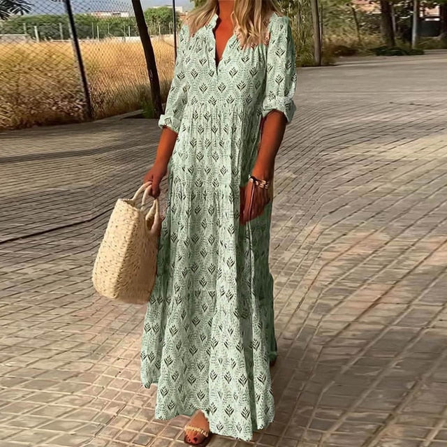Rosa V-Ausschnitt Kleid - Chelsia