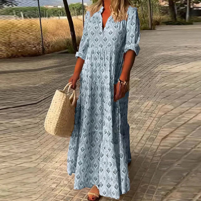 Rosa V-Ausschnitt Kleid - Chelsia