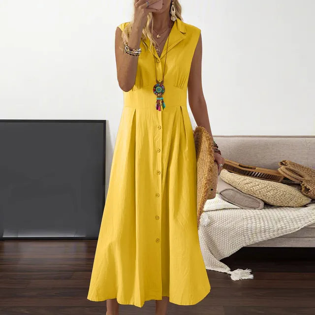 Weiße Leinen Sommerkleid - Kiran