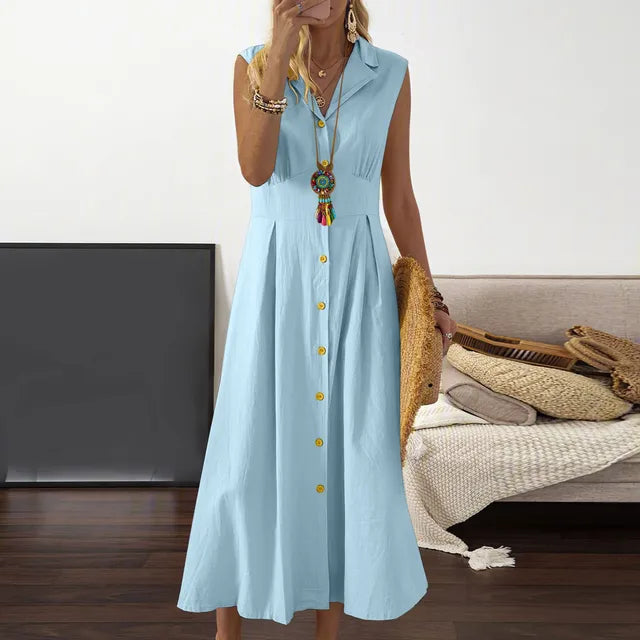Weiße Leinen Sommerkleid - Kiran