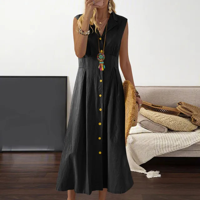 Weiße Leinen Sommerkleid - Kiran