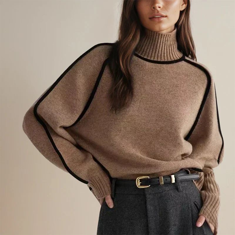 Brauner Rollkragenpullover Damen – Ella
