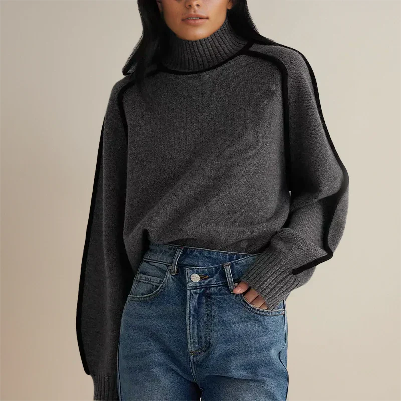 Brauner Rollkragenpullover Damen – Ella
