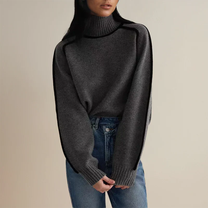 Brauner Rollkragenpullover Damen – Ella