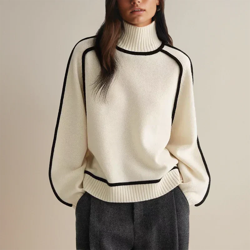 Brauner Rollkragenpullover Damen – Ella