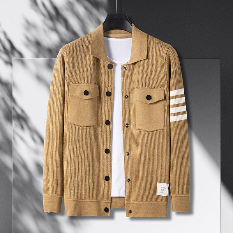 Khaki Strick-Cardigan mit Sportlichen Details - Jonas