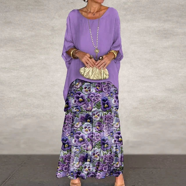 Himmelblaues Blumenmuster-Set - Lente