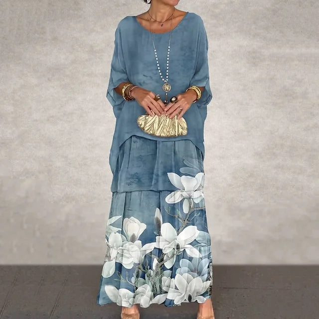 Himmelblaues Blumenmuster-Set - Lente