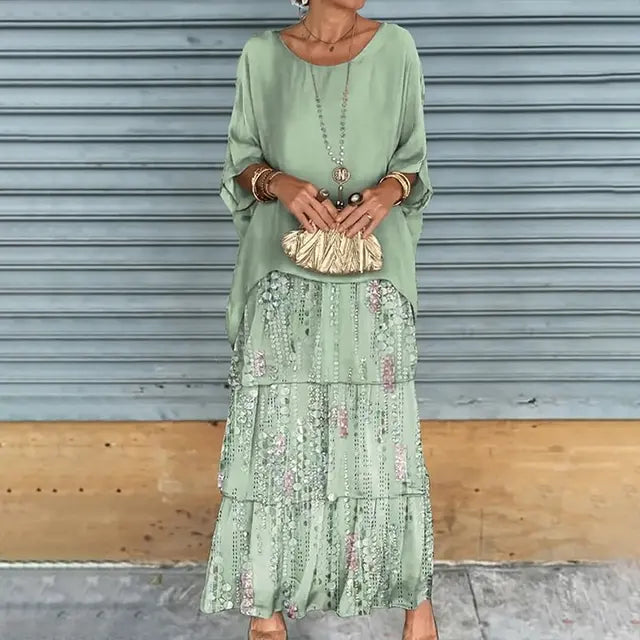 Himmelblaues Blumenmuster-Set - Lente