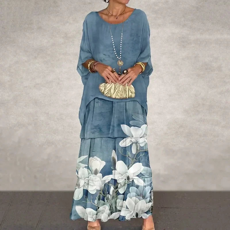 Himmelblaues Blumenmuster-Set - Lente