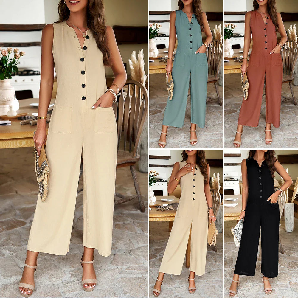 Callan - Khaki Eleganter Damen-Jumpsuit