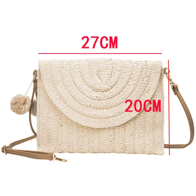 Rosafarbene Stroh-Envelope-Tasche - Scarlette