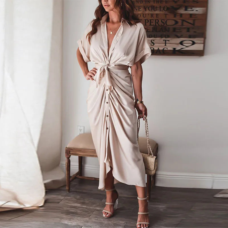 Rosa Hemdkleid mit Schlitz - Patty