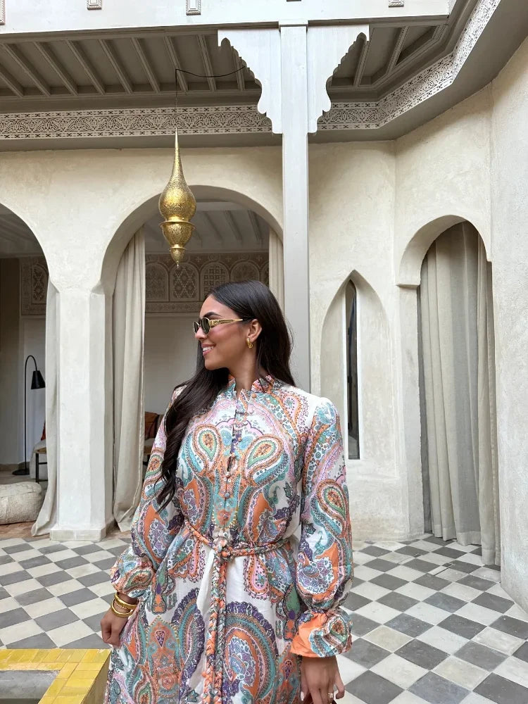 Gricelda - Rosa Vintage-Print-Kleid