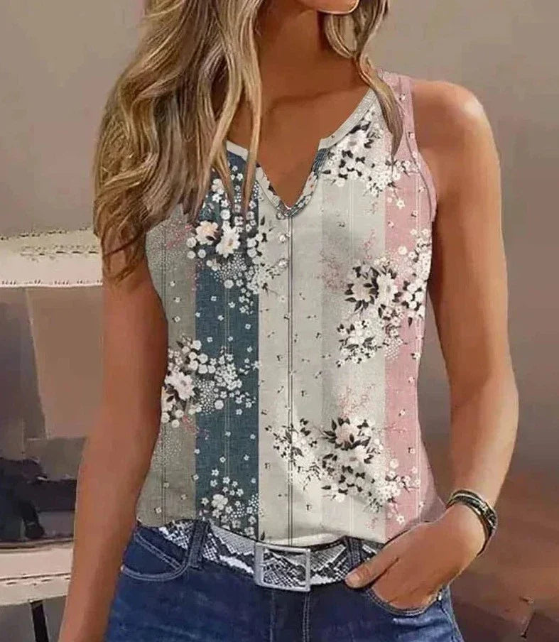 Ava - Grünes Tanktop mit Blumenmuster