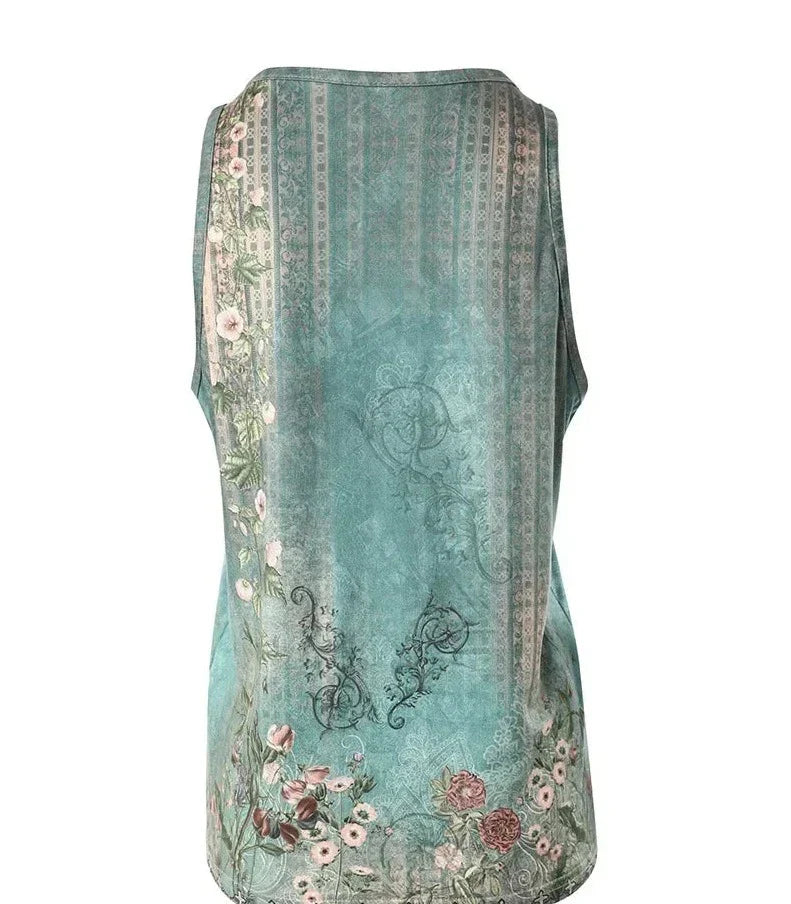 Ava - Grünes Tanktop mit Blumenmuster