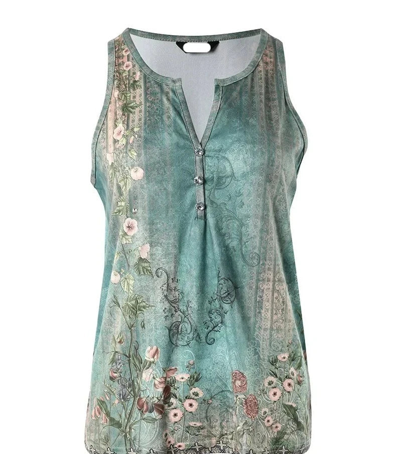 Ava - Grünes Tanktop mit Blumenmuster