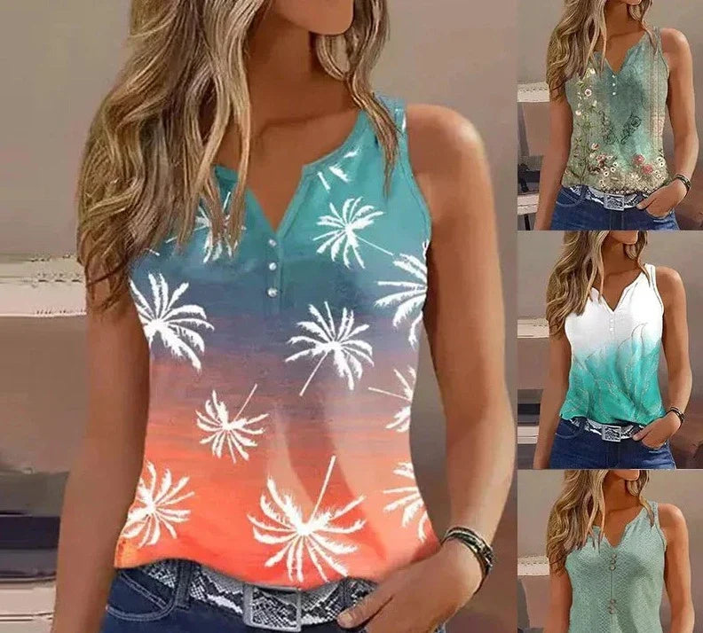 Ava - Grünes Tanktop mit Blumenmuster