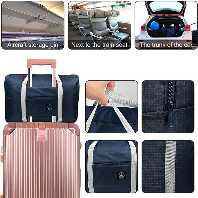 Schwarze Nylon Faltbare Reisetasche - Alma