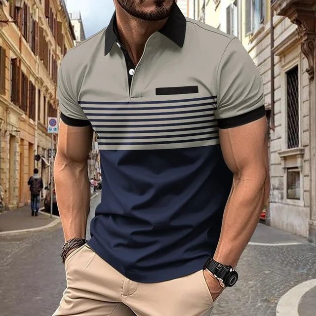 Orange Gestreiftes Polohemd - Max