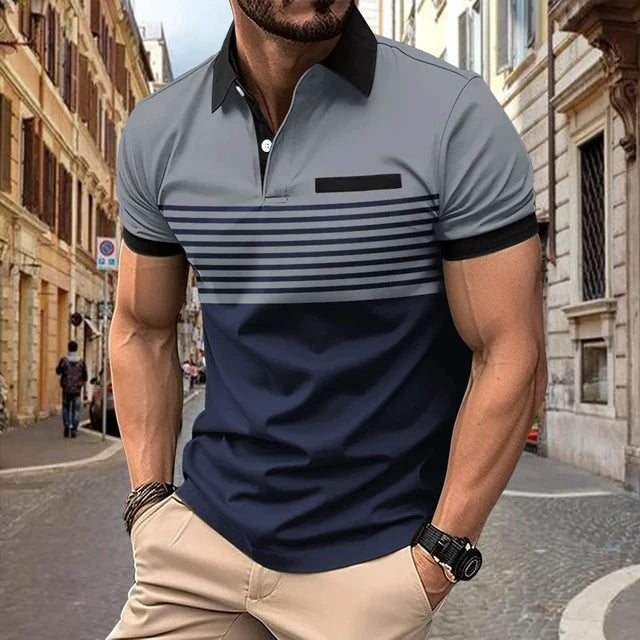 Orange Gestreiftes Polohemd - Max